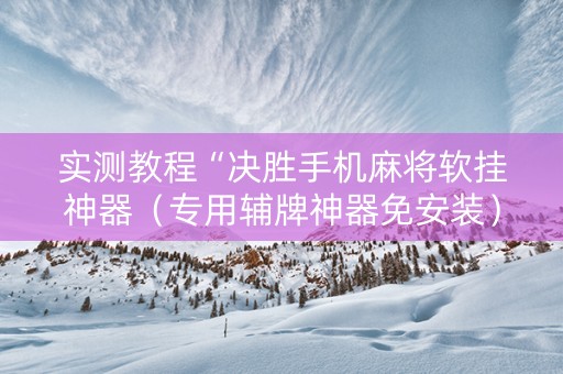 实测教程“决胜手机麻将软挂神器（专用辅牌神器免安装）