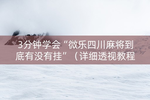 3分钟学会“微乐四川麻将到底有没有挂”（详细透视教程）-哔哩哔哩