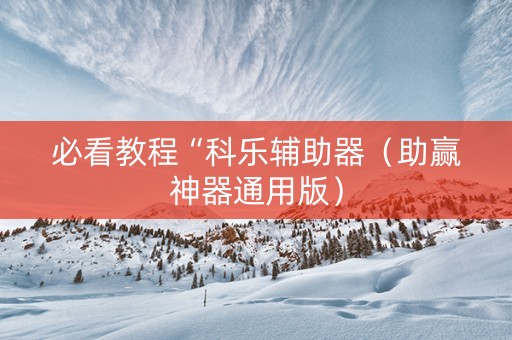 必看教程“科乐辅助器（助赢神器通用版）