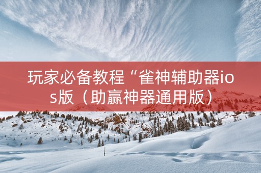 玩家必备教程“雀神辅助器ios版（助赢神器通用版）