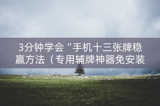 3分钟学会“手机十三张牌稳赢方法（专用辅牌神器免安装）