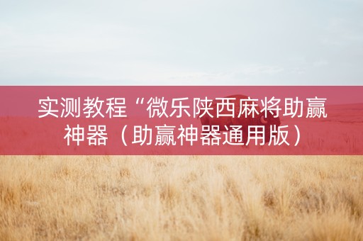 实测教程“微乐陕西麻将助赢神器（助赢神器通用版）