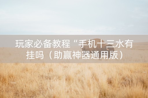 玩家必备教程“手机十三水有挂吗（助赢神器通用版）