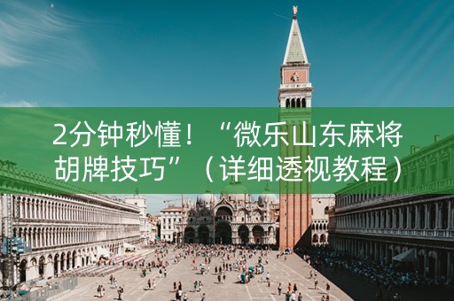 2分钟秒懂！“微乐山东麻将胡牌技巧”（详细透视教程）-哔哩哔哩