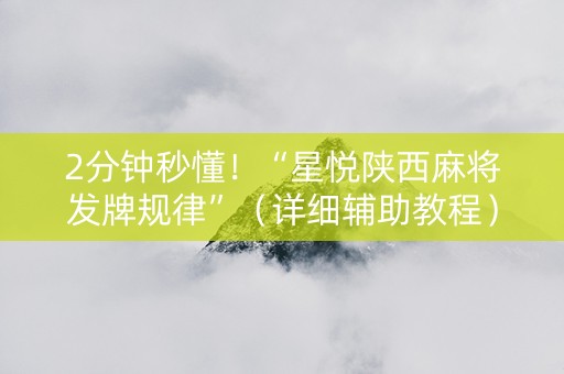 2分钟秒懂！“星悦陕西麻将发牌规律”（详细辅助教程）-哔哩哔哩