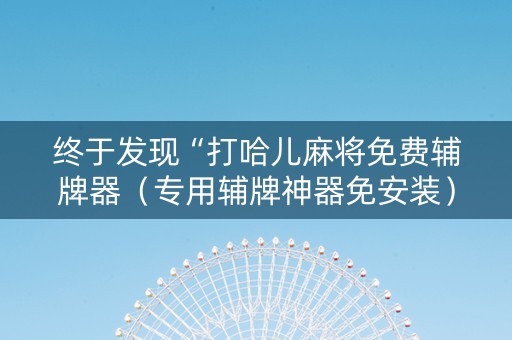 终于发现“打哈儿麻将免费辅牌器（专用辅牌神器免安装）