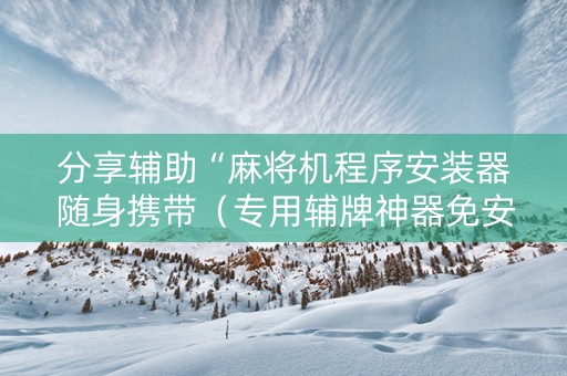 分享辅助“麻将机程序安装器随身携带（专用辅牌神器免安装）
