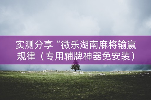 实测分享“微乐湖南麻将输赢规律（专用辅牌神器免安装）