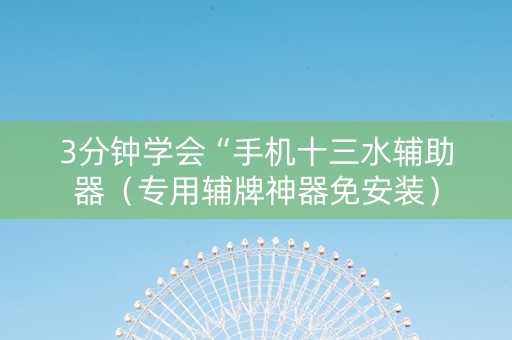 3分钟学会“手机十三水辅助器（专用辅牌神器免安装）