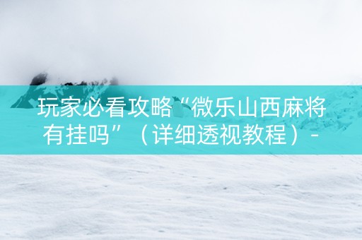 玩家必看攻略“微乐山西麻将有挂吗”（详细透视教程）-哔哩哔哩
