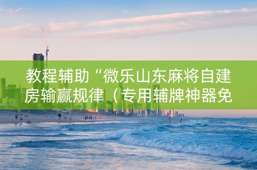 教程辅助“微乐山东麻将自建房输赢规律（专用辅牌神器免安装）