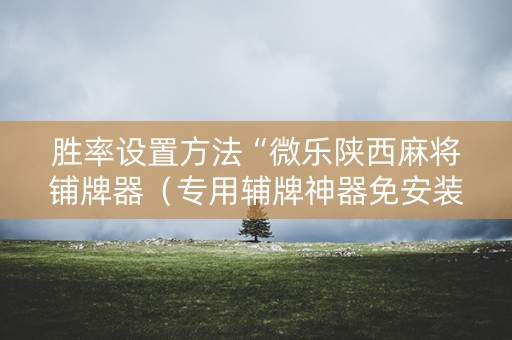 胜率设置方法“微乐陕西麻将铺牌器（专用辅牌神器免安装）