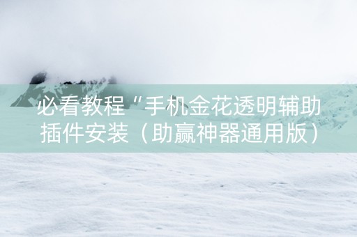 必看教程“手机金花透明辅助插件安装（助赢神器通用版）