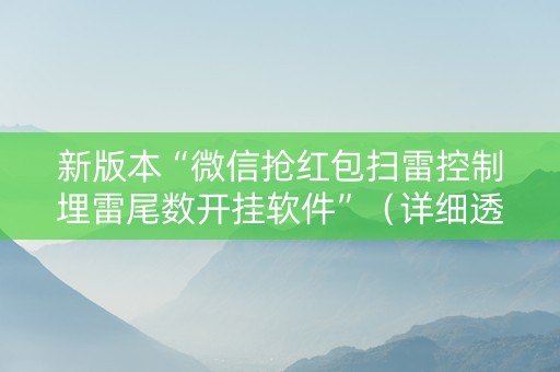 新版本“微信抢红包扫雷控制埋雷尾数开挂软件”（详细透视教程）-哔哩哔哩