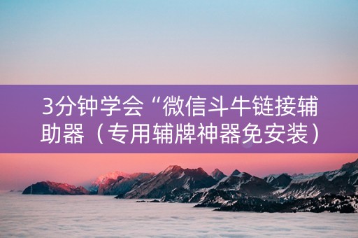 3分钟学会“微信斗牛链接辅助器（专用辅牌神器免安装）