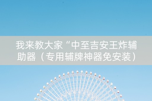 我来教大家“中至吉安王炸辅助器（专用辅牌神器免安装）