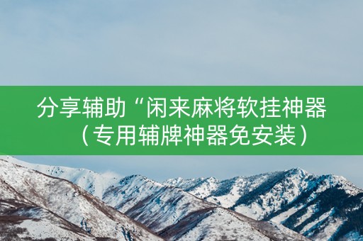 分享辅助“闲来麻将软挂神器（专用辅牌神器免安装）
