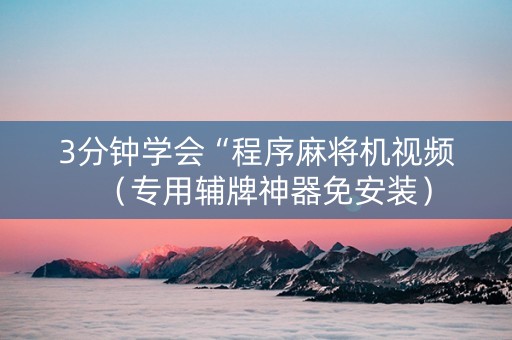3分钟学会“程序麻将机视频（专用辅牌神器免安装）