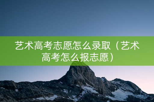 艺术高考志愿怎么录取（艺术高考怎么报志愿）