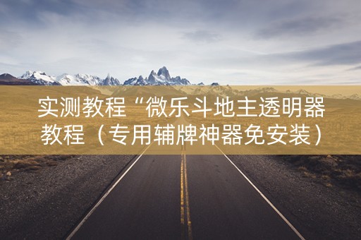 实测教程“微乐斗地主透明器教程（专用辅牌神器免安装）