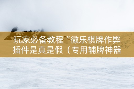 玩家必备教程“微乐棋牌作弊插件是真是假（专用辅牌神器免安装）