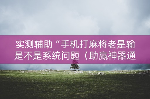 实测辅助“手机打麻将老是输是不是系统问题（助赢神器通用版）