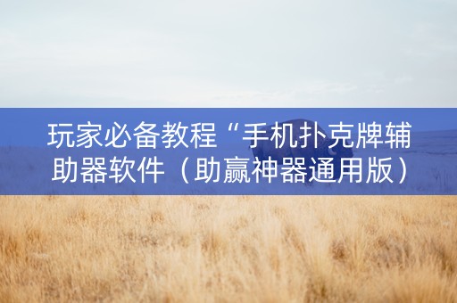 玩家必备教程“手机扑克牌辅助器软件（助赢神器通用版）