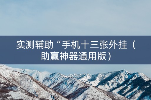 实测辅助“手机十三张外挂（助赢神器通用版）