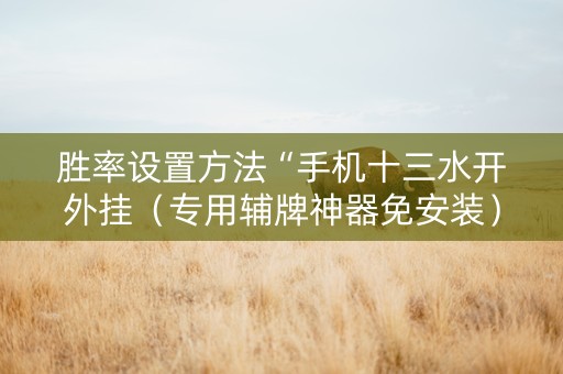 胜率设置方法“手机十三水开外挂（专用辅牌神器免安装）
