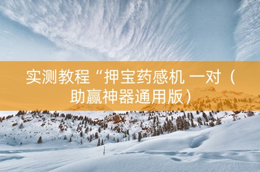 实测教程“押宝药感机 一对（助赢神器通用版）