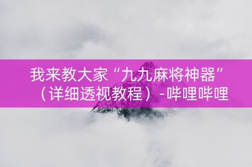 我来教大家“九九麻将神器”（详细透视教程）-哔哩哔哩