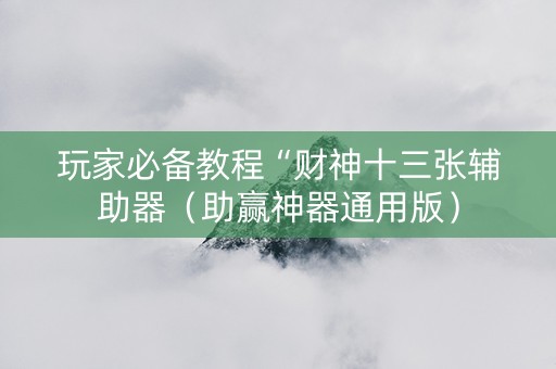 玩家必备教程“财神十三张辅助器（助赢神器通用版）