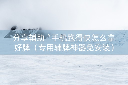 分享辅助“手机跑得快怎么拿好牌（专用辅牌神器免安装）