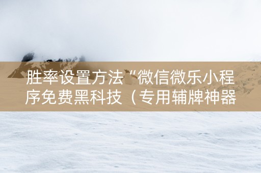 胜率设置方法“微信微乐小程序免费黑科技（专用辅牌神器免安装）