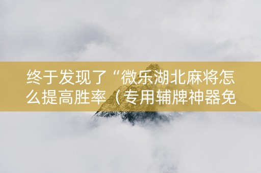 终于发现了“微乐湖北麻将怎么提高胜率（专用辅牌神器免安装）