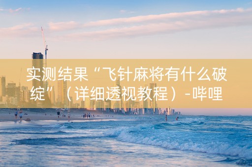 实测结果“飞针麻将有什么破绽”（详细透视教程）-哔哩哔哩
