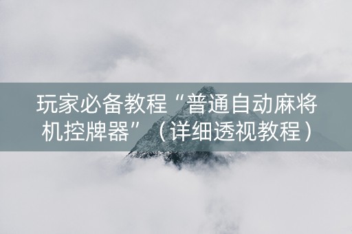 玩家必备教程“普通自动麻将机控牌器”（详细透视教程）-哔哩哔哩