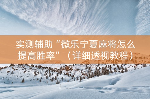 实测辅助“微乐宁夏麻将怎么提高胜率”（详细透视教程）-哔哩哔哩