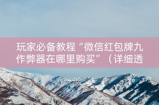 玩家必备教程“微信红包牌九作弊器在哪里购买”（详细透视教程）-哔哩哔哩