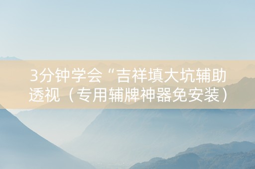3分钟学会“吉祥填大坑辅助透视（专用辅牌神器免安装）