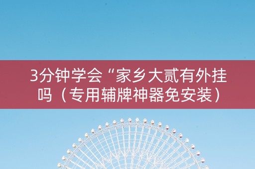 3分钟学会“家乡大贰有外挂吗（专用辅牌神器免安装）