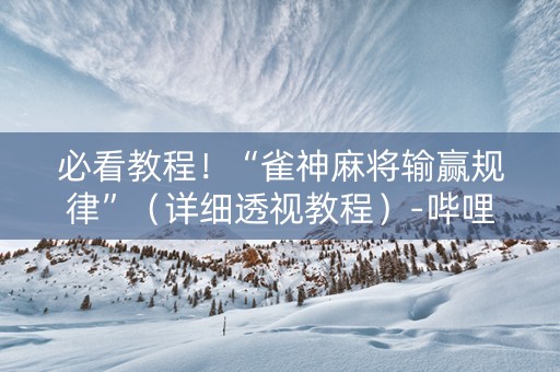 必看教程！“雀神麻将输赢规律”（详细透视教程）-哔哩哔哩