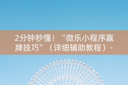 2分钟秒懂！“微乐小程序赢牌技巧”（详细辅助教程）-哔哩哔哩