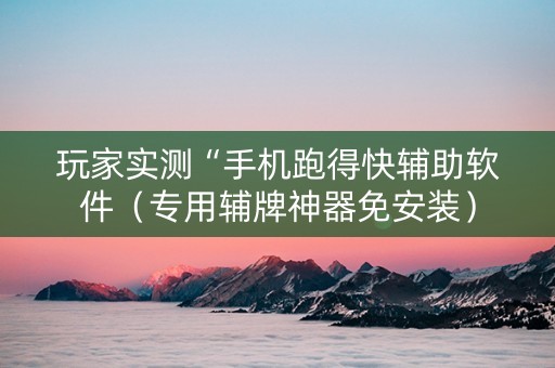 玩家实测“手机跑得快辅助软件（专用辅牌神器免安装）