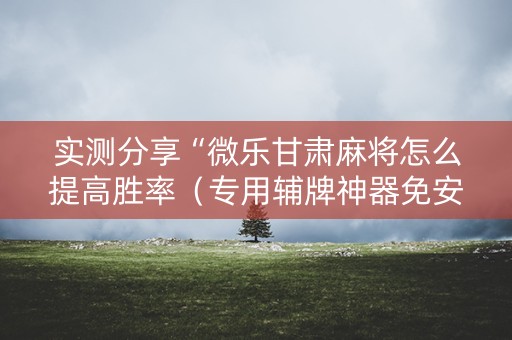 实测分享“微乐甘肃麻将怎么提高胜率（专用辅牌神器免安装）