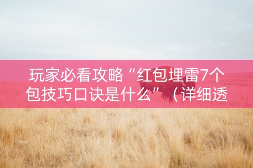 玩家必看攻略“红包埋雷7个包技巧口诀是什么”（详细透视教程）-哔哩哔哩