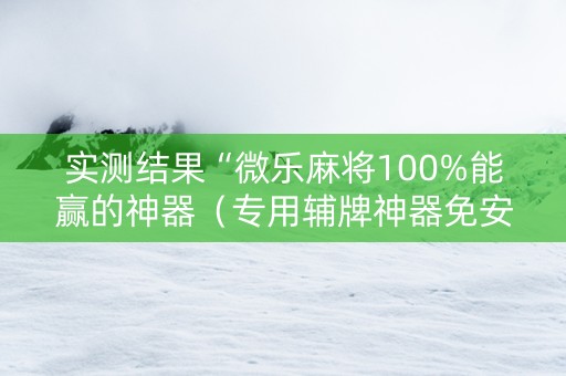 实测结果“微乐麻将100%能赢的神器（专用辅牌神器免安装）