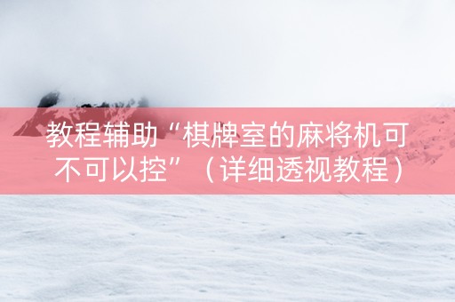 教程辅助“棋牌室的麻将机可不可以控”（详细透视教程）-哔哩哔哩