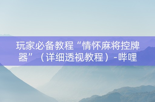 玩家必备教程“情怀麻将控牌器”（详细透视教程）-哔哩哔哩