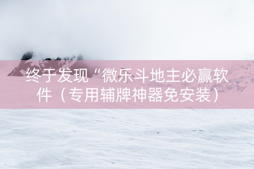 终于发现“微乐斗地主必赢软件（专用辅牌神器免安装）